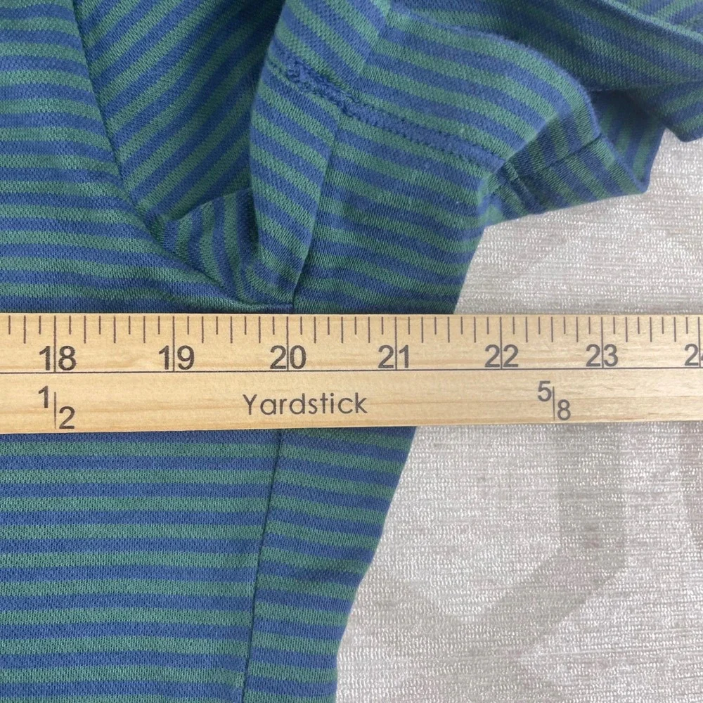J.Crew‎ Oarsman Polo Mens Large Teal Green Striped Coolmax Short Sleeve Shirt